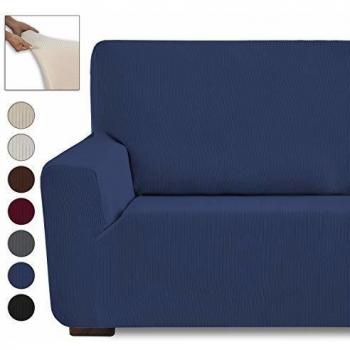 Eiffel Textile Milan Fundas para Sofa Elastica Adaptable Lisa, 94% poliéster 6% Elastano, Azúl, Set 3+1+1 Plazas