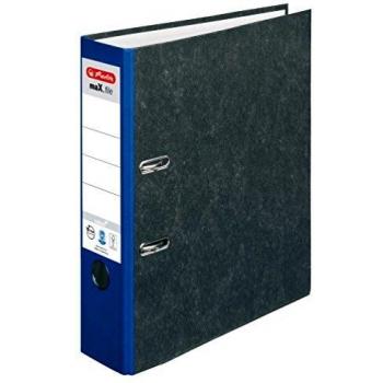 Carpeta Herlitz maX.file Nature A4, 80 mm, azul con cubierta de papel marmoleado y refuerzos en los bordes