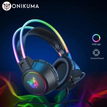 Auriculares Gaming Alámbricos ONIKUMA X15 Pro - Cancelación de Ruido, Iluminación RGB, Micrófono, Orejas de Gato Rosa
