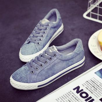 Las Mujeres De Bajo Fondo Plano Superior Encaje Zapatos De Lona De Ocio Skates Alojamiento,37,Luz Azul