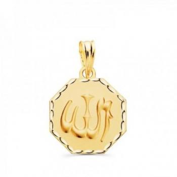 Colgante de Oro 18k con medalla de Allah es Grande de 21 mm.