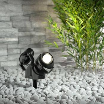 Fumagalli Foco LED doble CCT con pincho Minitommy-EL 2 luces CCT negro/frosted
