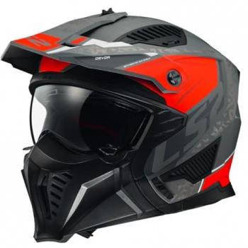 Casco Moto Jet LS2 OF606 Drifter Devor Plateado Mate-Rojo Titanio