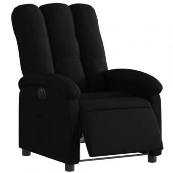 Sillón Reclinable Eléctrico de Tela Negro con Respaldo y Reposabrazos, Sillón de Relax para Descanso, Asiento Ajustable Ideal para Ancianos