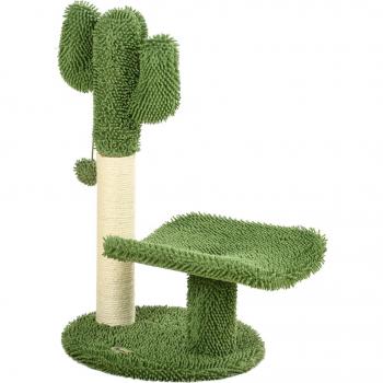 Árbol Rascador de Cactus para Gatos de 55,5 cm Torre con Postes de Sisal y Accesorios - Verde