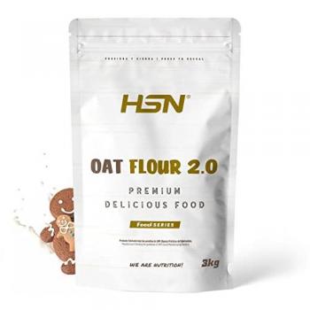 Harina de Avena Instantánea HSN - Sabor Galleta de Jengibre 1 Kg - 20 Tomas por Envase - Ideal para Tortitas de Avena y Claras, Batidos - Sin Azúcares Añ
