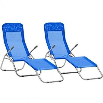 vidaXL Folding Sun Loungers 2 pcs Textilene Blue