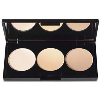 Paleta de 3 sombras claras de contouring con espejo grande.