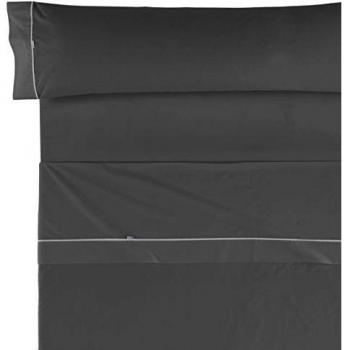 Es-Tela - Juego de sábanas liso con biés, color plomo, cama de 150 cm., algodón-poliéster, 3 piezas