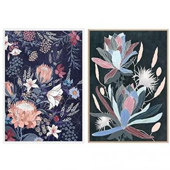 Cuadro DKD Home Decor 53 x 4,3 x 73 cm Flores Moderno (2 Unidades)