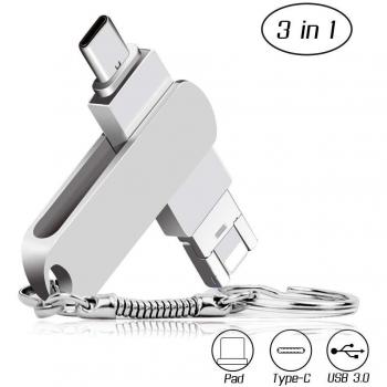 YZPUSI USB 3.0 32 GB Pendrive, 3 en 1 32 GB USB 3.0 OTG Memoria USB Flash Drive Stick Conector para Android PC Type-C Cell Phone, 32gb Micro USB Drive
