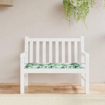 Almohada para banco de jardín 120x50x3 cm, tela de Oxford estampada con hojas