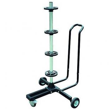 Soporte móvil para llantas con funda hasta 18 pulgadas y 265 mm, color negro