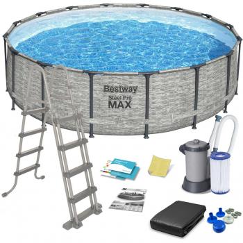 Piscina Desmontable Tubular Bestway Steel Pro Max 18' x 48 con Accesorios