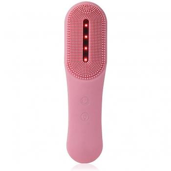 Cepillo limpiador facial de silicona con tratamiento de luz LED triple