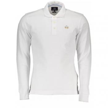 La Martina White Cotton Polo Shirt - 3XL, Male, Embroidered Slim Fit, Size: 3XL