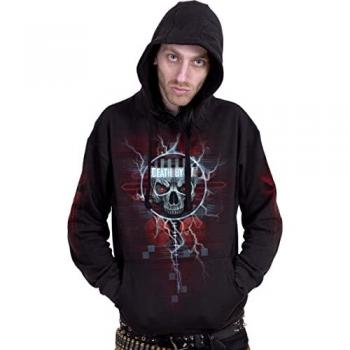Spiral Death By TV Black Hooded Sweatshirt for Men - Large