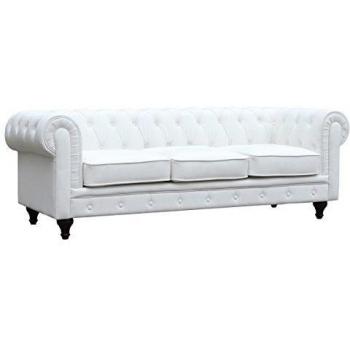 Habitat et Jardin - sofá fijo Chesterfield Aliza de 3 plazas, color blanco