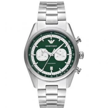 Reloj de hombre Emporio Armani AR11637 Cronógrafo de acero inoxidable, color plateado, mecanismo de cuarzo