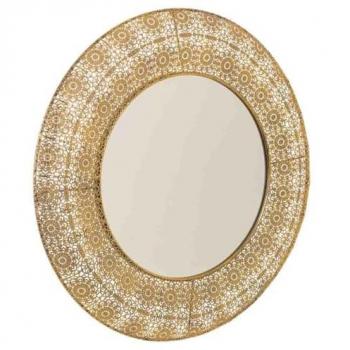 Espejo de Metal Dorado con 3 Puertas - Dimensiones 83x4.5x83 cm