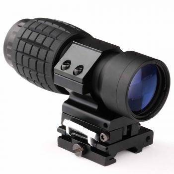MAYMOC 3X - Lupa de alcance con vista abatible a un lado, desmontaje rápido, compatible con riel Picatinny Weaver de 20 mm