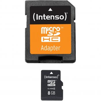 Intenso 3403460 Micro Tarjeta de Memoria SD 8 GB Grado 4 con SD Adaptador, Azul
