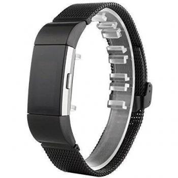 Dokpav® Fitbit Charge 2 Banda de Reemplazo Pulsera Ajustable Correa de Reloj de Acero Inoxidable para Fitbit Charge 2 Smartwacth - Negro