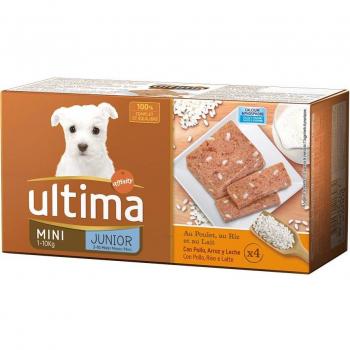Ultima Multipack Junior Comida Húmeda para Perros Mini con Pollo, Arroz y Leche 4x150g