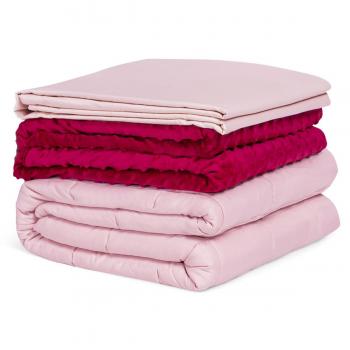 Pink 3-Piece Heavy Weighted Blanket Set with Hot and Cold Duvet Covers - 25 lbs, 60 in. x 80 in