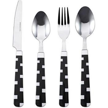 Renberg Squad Black Cubertería de 24 Piezas en Acero Inoxidable, Negro