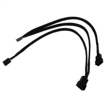 Phobya 4-Pin to Dual 4-Pin PWM & Single 3-Pin Fan Splitter Cable, 30cm - Black