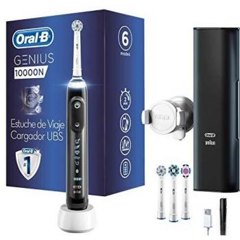 Oral-B Genius 10000N Sensi Ultrathin Cepillo De Dientes Eléctrico, 1 Mango Negro Recargable Con Tecnología De Braun, 4 Cabezales De Recambio, 1 Estuche De Viaje Premium, 6 Modos De Limpieza Dental