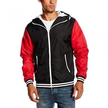 Urban Classics 2-tone College Sweatjacket - Chaqueta, color negro / rojo, talla L