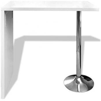 vidaXL Bar Table MDF with 1 Steel Leg High Gloss White - Type: Bar Table; Material: MDF, Steel; Design: High Gloss Finish; Number of Legs: 1; Color: White