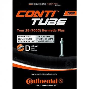 Continental Cámara Hermetic Tour 28 x 1.25-1.75, válvula Dunlop, 40 mm, Unisex Adulto, Negro, 32/47-622/642