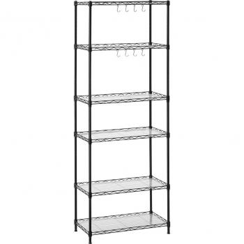 Estantería Metálica de 6 Niveles con Estantes Ajustables, Carga Máxima de 120 kg, Ideal para Salón y Garaje, Color Negro, Dimensiones 59 x 29 x 160 cm