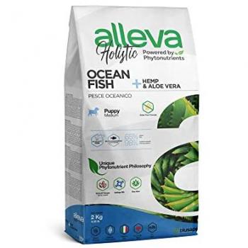 Pienso Alleva Holistic para Cachorros de Razas Medianas con Pescado Oceánico, Aloe Vera y Cannabis - 2 Kg