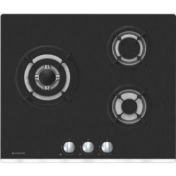 ASPES AGW3600N Encimera de Gas Butano 3 Fuegos Wok Ignición Automática Kit Conversión Control Manual Cristal Negro Parrillas Forjadas