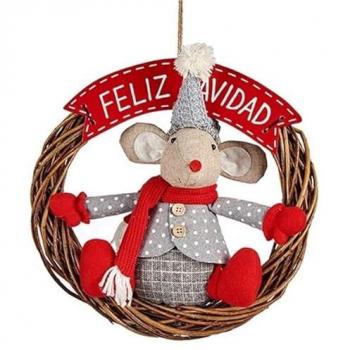 Adorno Navideño Colgante Ratón Rojo Gris 33 x 12 x 33 cm (12 Unidades)