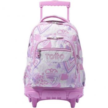 Mochila Totto Renglones Escolar con Ruedas Rosa Amalia