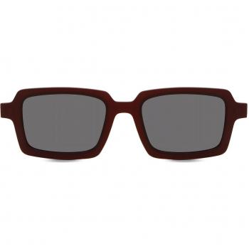 Rectangle Clip-On TR90 Men's Prescription Sunglasses Red Size 51 - SmartBuy Collection