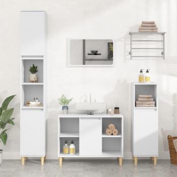 Conjunto de muebles de baño 3 piezas de madera blanca multicapa