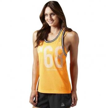 Reebok Lm W Bball Camiseta de Tirantes, Mujer, Naranja