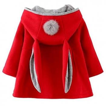 EDOTON Abrigos Niña Pequeño Ropa Otoño Invierno Chaqueta con Bola de Pelo Encantador Oreja Capucha Grueso Capa para Bebés Niña