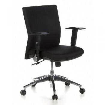 hjh OFFICE 653400 Silla giatoria LAGUNA PRO Tela Negro, Silla de oficina, ergonómica, Apoyabrazos ajustables en altura y rebatibles