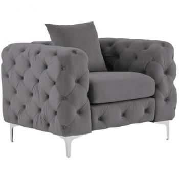 Sillón Chesterfield de terciopelo antracita Edwina