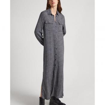 Vestido Jeyden negro Pepe Jeans - Elegante vestido largo con estampado floral y bolsillos frontales