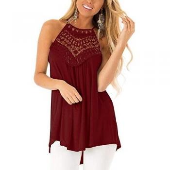 CNFIO Camisetas Tirantes Mujer Blusa EncajeTop Sin Mangas Cami Tank Tops De Casual para Mujer