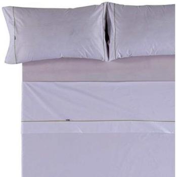 Es-Tela - Juego de sábanas liso con biés, color blanco, cama de 160 cm., algodón-poliéster, 4 piezas