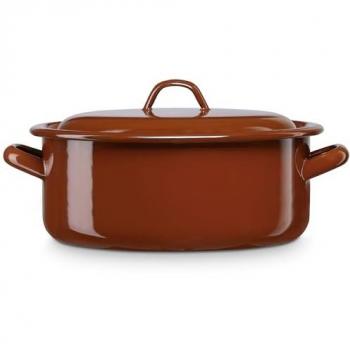 Cacerola Inducción Briebe Terra 26 cm, 5.5 L con Tapa, Acero Esmaltado Vintage Marrón Teja